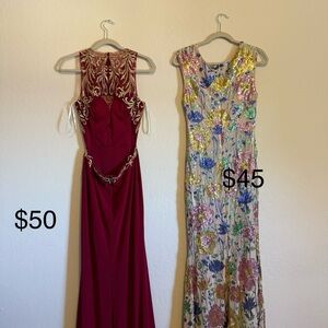 Camille La Vie Red Sleeveless Cowl Neck Prom Gown